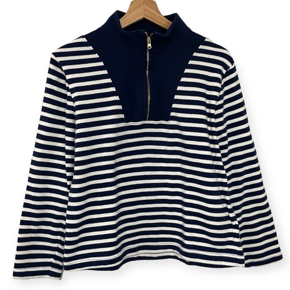 J. Crew Factory Navy and White Striped Sweatshirt